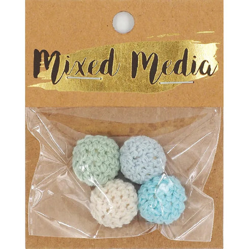 16mm Blues Knitted Beads
